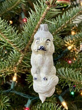 Vintage Larry Fraga Snow Fox Glass Christmas Ornament